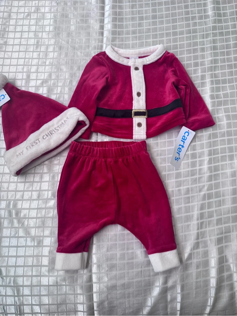 Carter's Berry Velvet Holiday Three-Piece Set with White Trim
